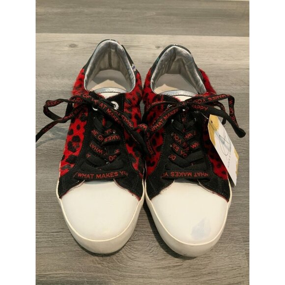 Zadig & Voltaire Red & Black Leopard Print Lace-Up Sneakers, Size 8 (US) 38 (IT) - Picture 1 of 10